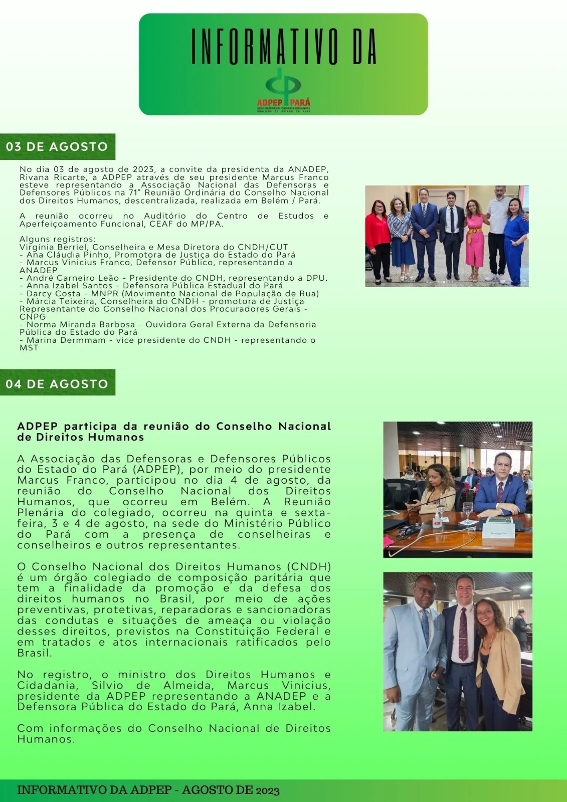 INFORMATIVO MENSAL – AGOSTO DE 2023